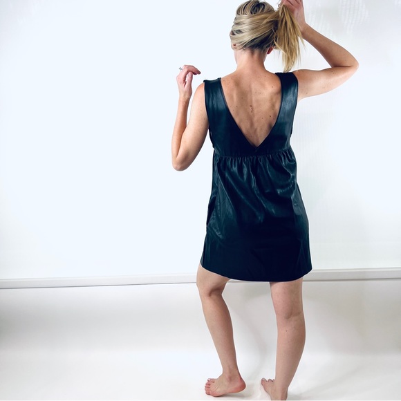Zara Knit Black Faux Leather Sleeveless Dress - Picture 16 of 16